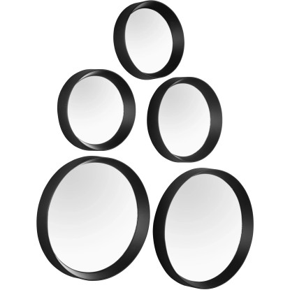 MM Lia fali tükör kerek ötös szett 2 cm x 25 cm és 3 cm x 23 cm fekete