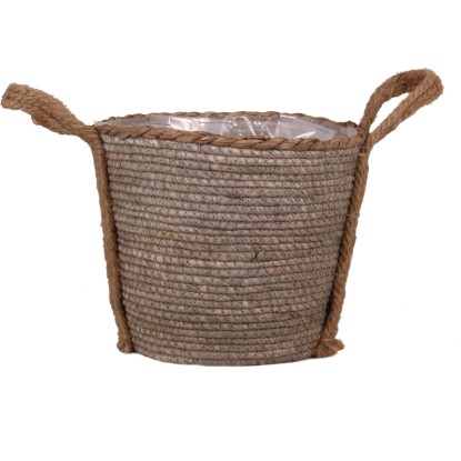 Füles kosár kenderből  24 cm x 18 cm sötétbarna