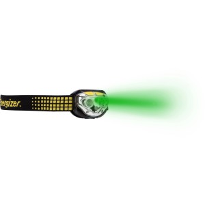 Energizer Vision Ultra fejlámpa zöld fénysugárral, elemekkel együtt.