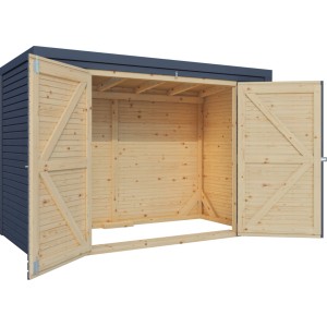 Nyitott, antracit Bertilo kerti tároló Box Bike (103x207cm) FSC® fából. Ideális tárolásra.