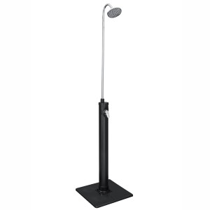Bestway Solarflow kerti zuhany 8 literes tartállyal, fekete talppal és ezüst zuhanyfejjel.