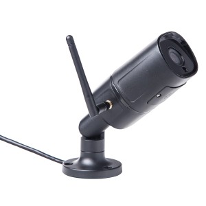 Summer Fun Smart Garden Cam: Fekete kültéri WiFi kamera antennával és tartóval.