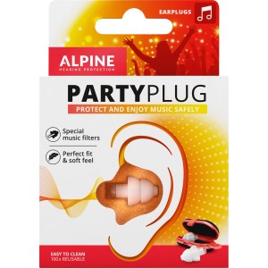 Alpine PartyPlug füldugók csomagolásban, újrafelhasználható hallásvédő szűrővel.