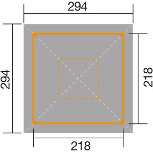Weka Pavilon Kerti oázis 651 Gr. 1 alaprajz, 294x294 cm tetővel.