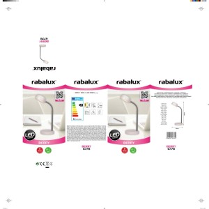 Rabalux Berry LED asztali lámpa csomagolása, szürke, flexibilis kar, kerek talp.