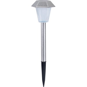 Szürke Roledo LED szolár kerti lámpa, rozsdamentes acélból, 34,5 cm magas.