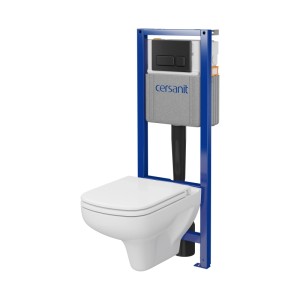 Cersanit fali WC szett tartállyal és nyomólappal.