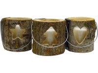 Sunny Garden mécsestartó fatörzs üveggel 15 cm x 13 cm többféle változatban