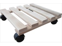 Gurulós virágtartó, bükk, natúr, sima, négyszögletes, 30 x 30 cm