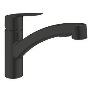 Grohe QuickFix Start mosogató csaptelep, fekete, kihúzható zuhannyal.