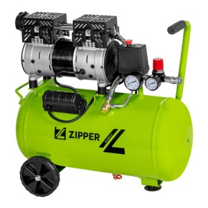Zöld Zipper kompresszor két manométerrel és fogantyúval.