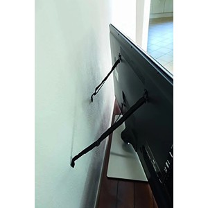 Abus TV-Kippsicherung JC4800 Isa a falon lévő TV-hez rögzítve.