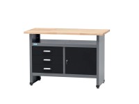 Küpper munkapad egyajtós 3 fiókkal 84 cm x 120 cm x 60 cm fekete-világosszürke