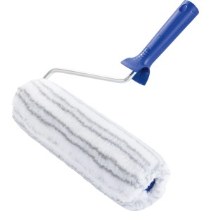 LUX-TOOLS festőhenger, 25 cm, kék fogantyúval és szürke csíkos hengerrel falakhoz, mennyezetekhez és homlokzatokhoz.