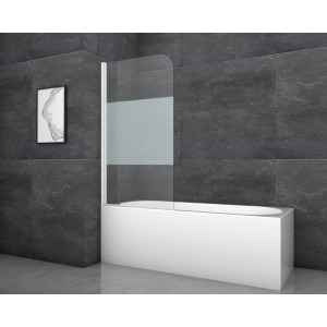 Aurlane White Classic fürdőkádparaván, 80x140 cm, fehér, 1 szárnyú, fürdőkádra szerelve.