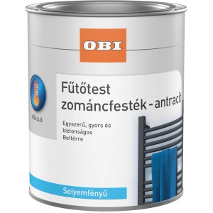 OBI radiátor zománcfesték RAL 7016 antracit selyemfényű, 750 ml-es doboz.