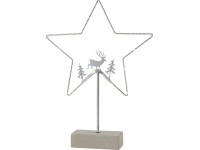 Dekor LED csillag 38 cm szürke rénszarvassal fenyőfával