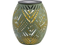 Napelemes asztali lámpa levélmintás LED-es khaki átmérő 12,5 cm x 15 cm