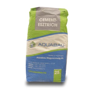Zsák Aquabau cementesztrich, 25 kg, építési munkákhoz.