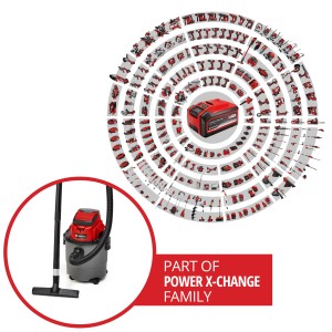 Einhell Power X-Change akkus nedves-száraz porszívó TC-VC 18/15 Li-Solo Power X-Change akkumulátor családdal.