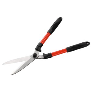 Kézi sövényvágó (53 cm) piros nyéllel és fekete markolatelemekkel.