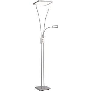 Modern, acélból készült Marian LED állólámpa, 180-195 cm magas, mennyezeti lámpával és olvasólámpával.