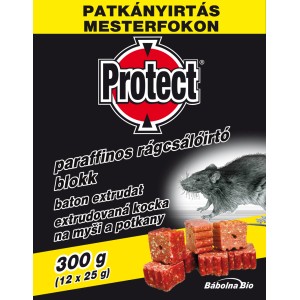Protect patkányméreg csomagolás, piros blokkok. Patkányirtás otthoni és kerti használatra.