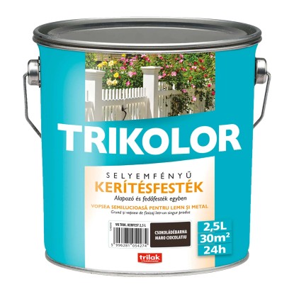 Trikolor kerítésfesték selyemfényű barna 2,5 l