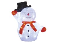 LED karácsonyi hóember kalappal 36 cm kültéri és beltéri hideg fehér időzítő