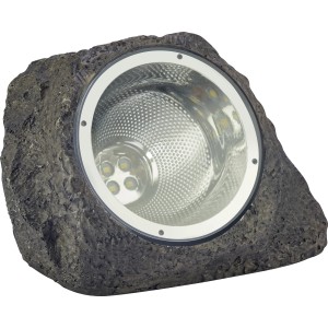Fekete LED-es szolár dekorációs lámpa kő hatású a kertbe.