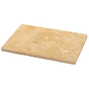 Travertin Ivory Classic padlólap, fűrészelt és mart, 40,6x61,6x3 cm. Természetes kő teraszokhoz és járdákhoz.