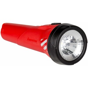 Piros Energizer Waterproof elemlámpa elemekkel. Vízálló, ideális kültéri és vészhelyzetekhez.