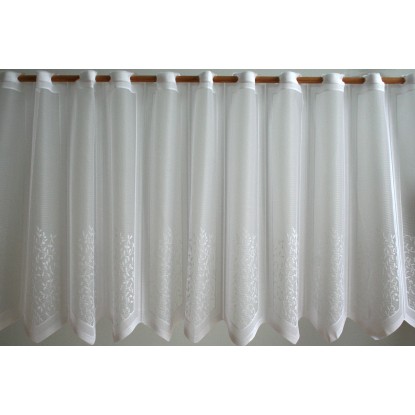 Vitrázs függöny 5857 fehér levélmintás 60 cm magas méteráru