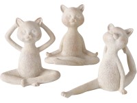 Boltze jógázó macskák dekor figura 3-féle változatban fehér
