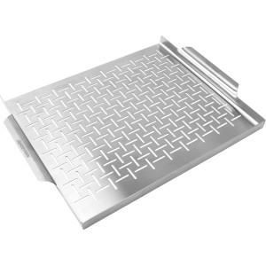 Jamestown rozsdamentes acél grilllap, 39,5x29cm, hal, hús és zöldségek zsírmentes grillezéséhez.