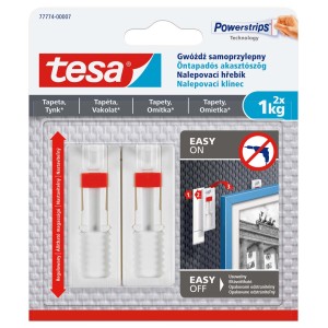 Tesa Powerstrips öntapadó szögek tapétához és vakolathoz, 2 darab, fúrás nélküli felakasztáshoz.