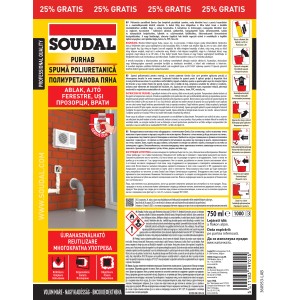 Soudal Purhab doboz, poliuretán hab ablak- és ajtószereléshez.