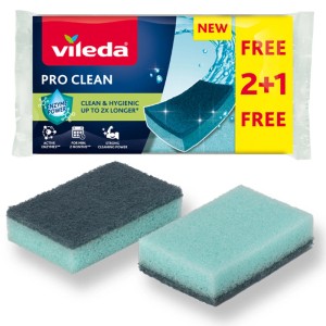 Vileda Pro Clean szivacsok, 2+1 ingyen. Súrolószivacsok konyhába és háztartásba.