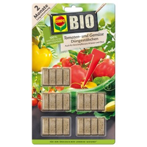 Compo Bio paradicsom- és zöldségtápoldat rudak, 20 db, az egészséges növényekért és a bőséges termésért.