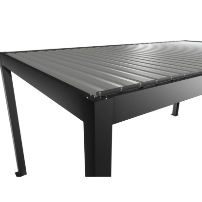 Biohort Pergola 5,5x3 m sötétszürke-ezüst színben, modern teraszfedés lamellás tetővel.