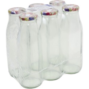 Hat darab 500 ml-es üveg Passata palack csavaros kupakkal, élelmiszer tárolására.