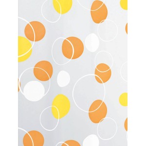 Spirella Bubble zuhanyfüggöny, 180x200 cm, narancssárga körökkel és pöttyökkel.