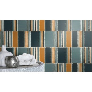 Rasch Florentine III vlies tapéta kék-szürke patchwork mintával, 10,05x0,53 m.
