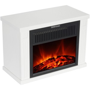 Fehér EL Fuego Brügge elektromos kandalló láng effektussal. Hangulatos kandalló légkör valódi tűz nélkül.