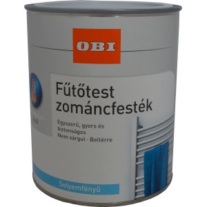 OBI radiátor zománcfesték dobozban, fehér, fényes, 750 ml. Speciális festék radiátorokhoz.