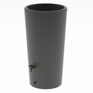 Antracit Wave 2in1 esővízgyűjtő hordó 200 l-es űrtartalommal és csappal. Hullám design kertbe és teraszra.