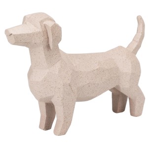 Dekoratív kutya figura, 21 cm, homok hatású. Modern dekoráció állatbarátoknak.