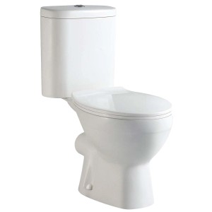 Fehér t.b.t. WC szett tartállyal, elölnézet.