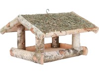 Nyírfa madáretető szénatetővel nagy 30 cm x 39 cm x 26 cm