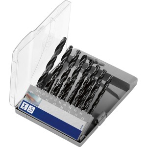 19 részes LUX Comfort fémfúró készlet szürke tokban, 1-től 10 mm-es fúrók.